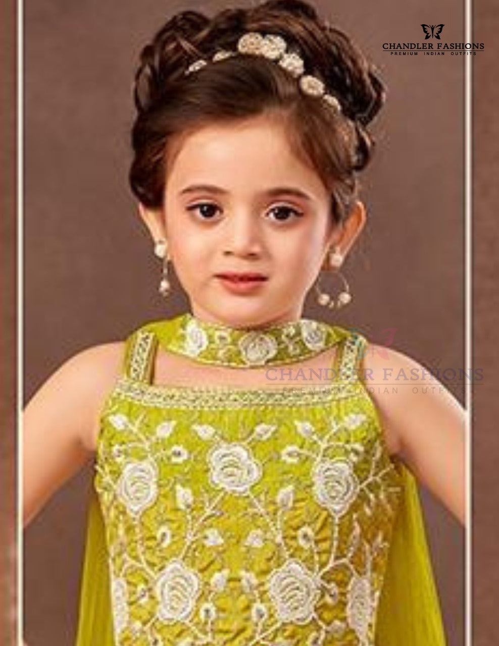 Parrot Green Color Embroidery Work Choli Sets For Girls In USA