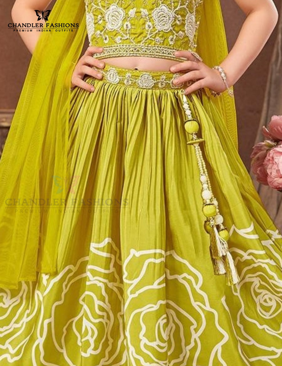 Parrot Green Color Embroidery Work Choli Sets In Mesa