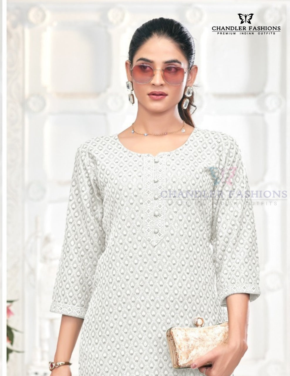Wonderful White Color Rayon With Embroidered Kurti For Women Near Me