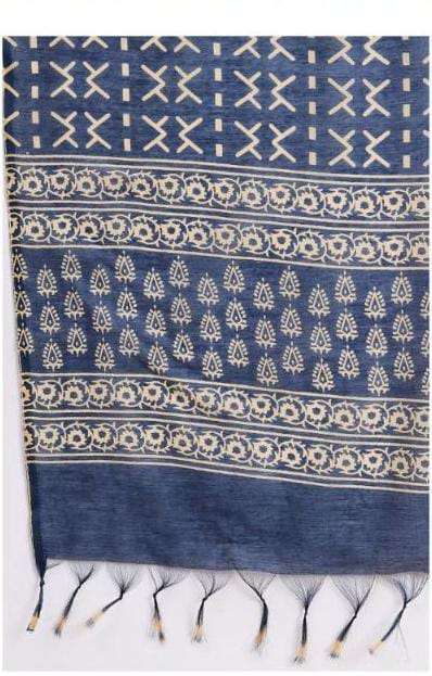 Navy Blue Color Viscose Embroidery And Printed Work Salwar Suits With Dupatta Set In USA