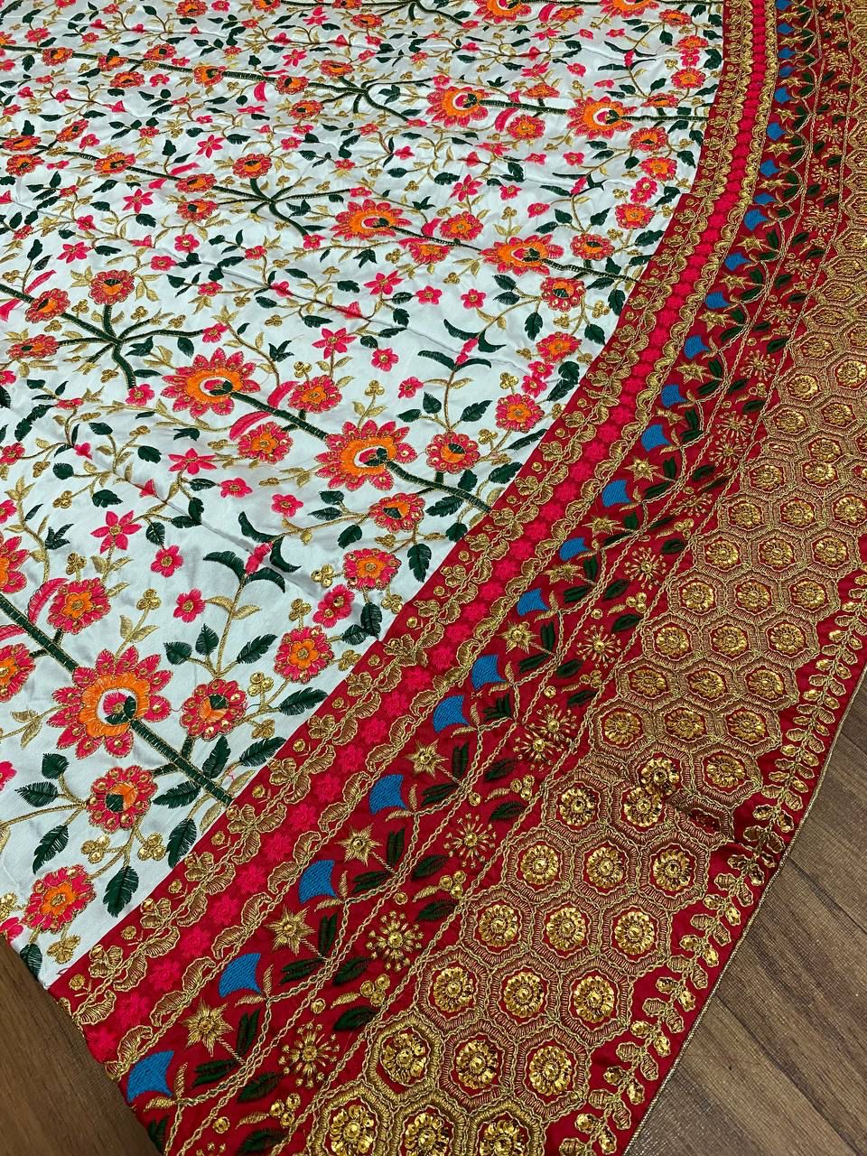 Charming Maroon Color Malay Satin Embroidered Lehenga Choli With Fancy Dupatta In Chandler