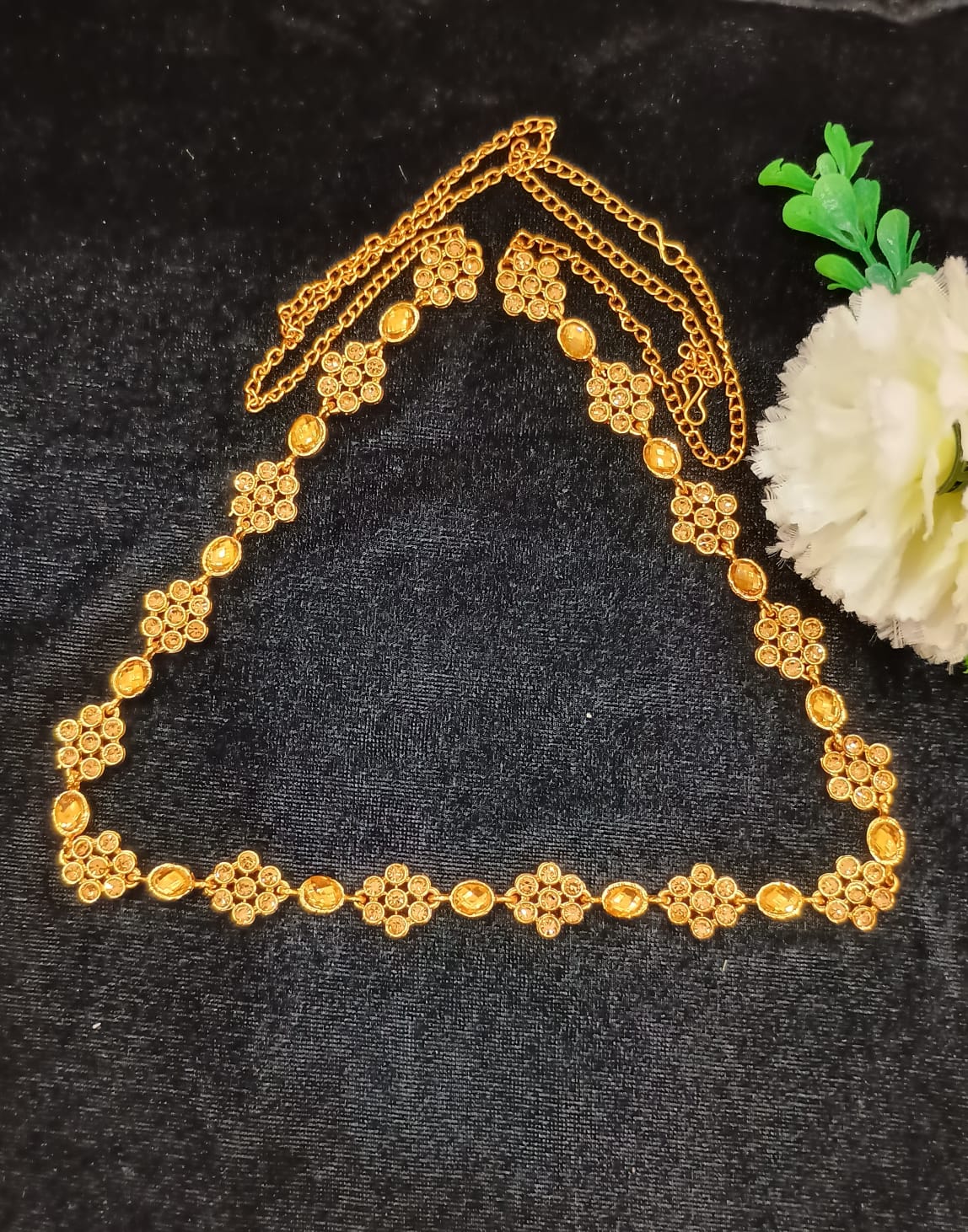 Stone Worked Floral Designed Hip Chain In Chandler