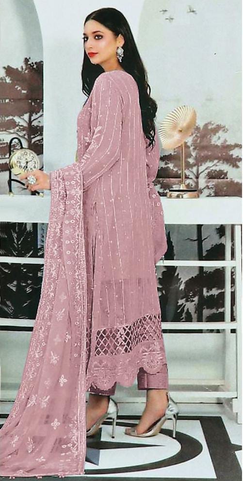 Pink Color Georgette With Embroidery Work Salwar Suits Near me