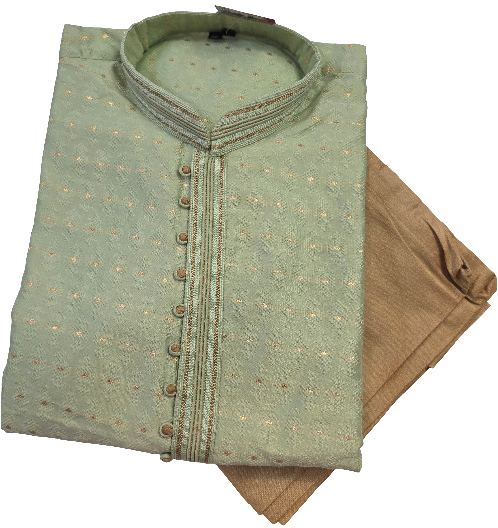 Alluring Light Green Colored Kurta And Pajama Set For Men