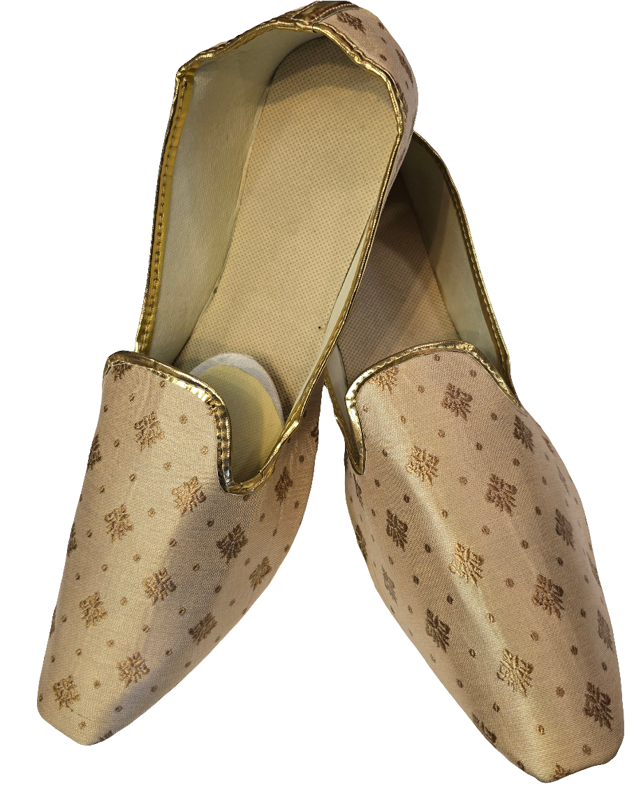 Gorgeous Beige And Gold Color Embroidery Mojari Jutti for Men