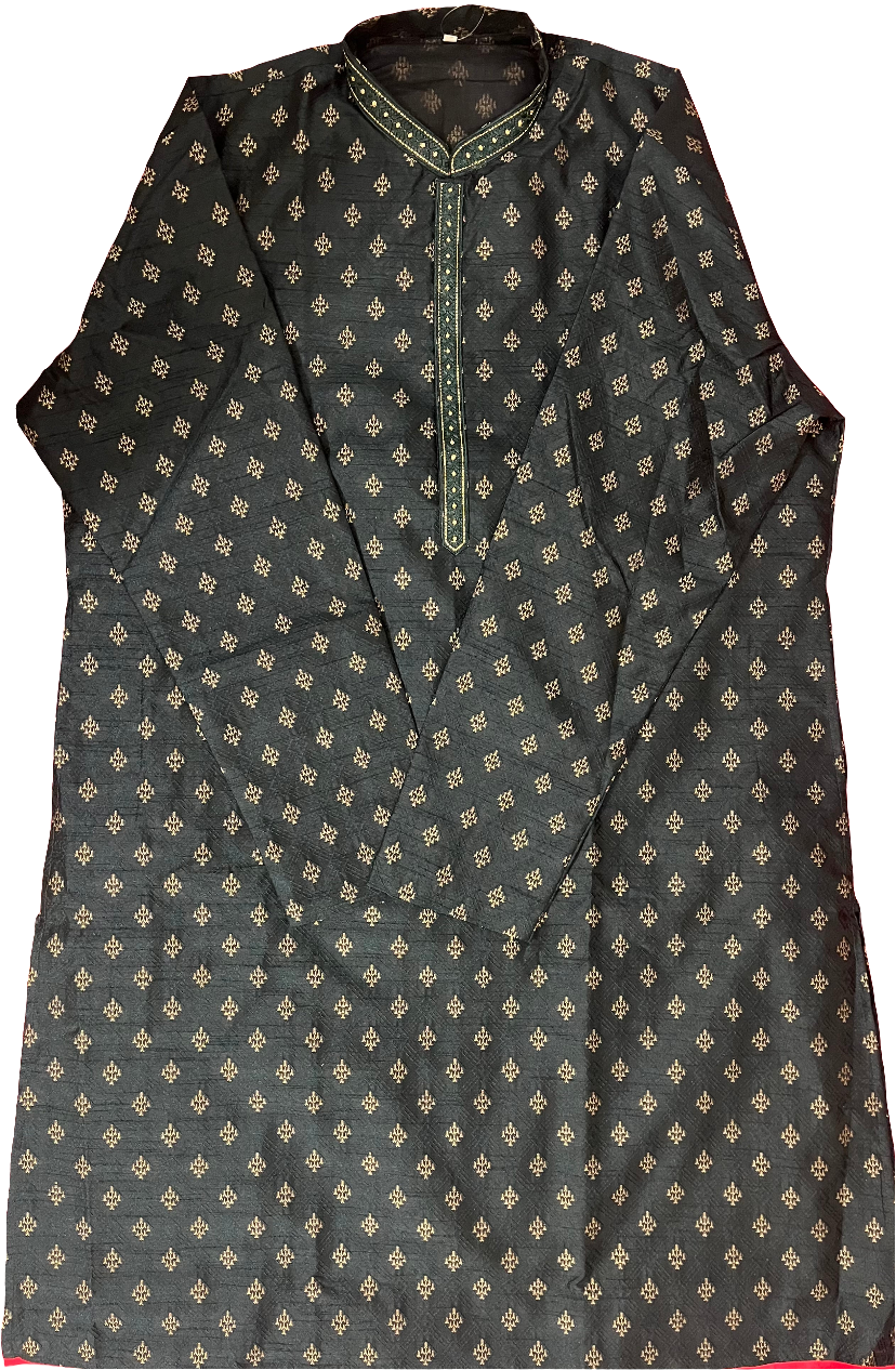 Gorgeous Green Color Silk Full Sleeve Embroidery Work Designer Kurta Pajama For Men