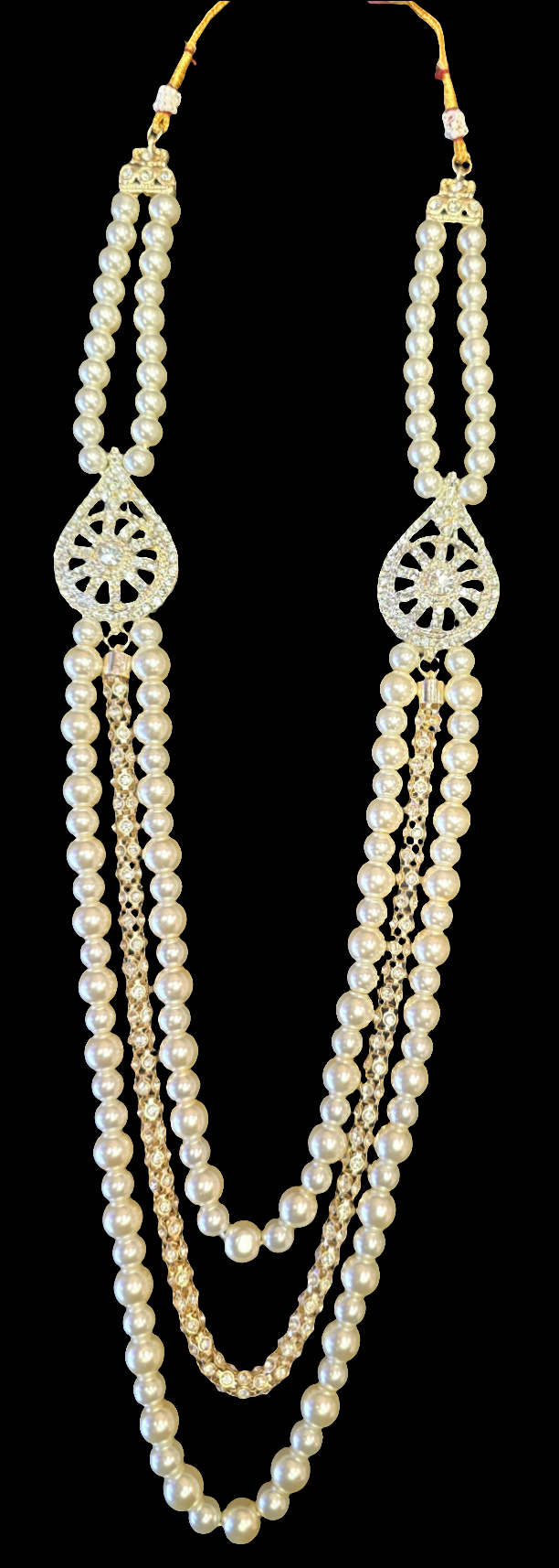 Exquisite Cream Color Pearl Beaded Style Mala For Men