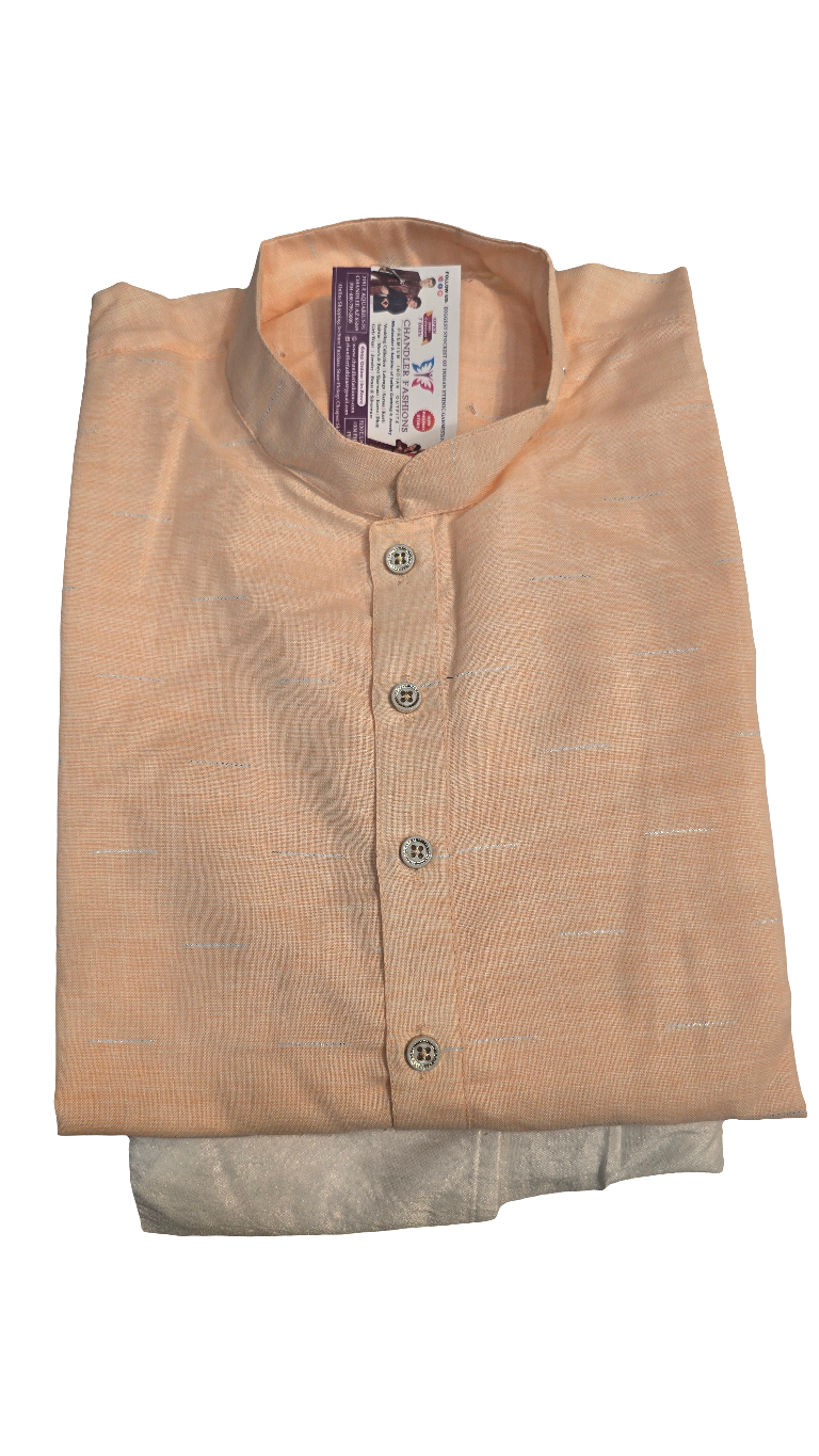 Stunning Light Orange Color Men's Kurta With Pajama Pant Near Me