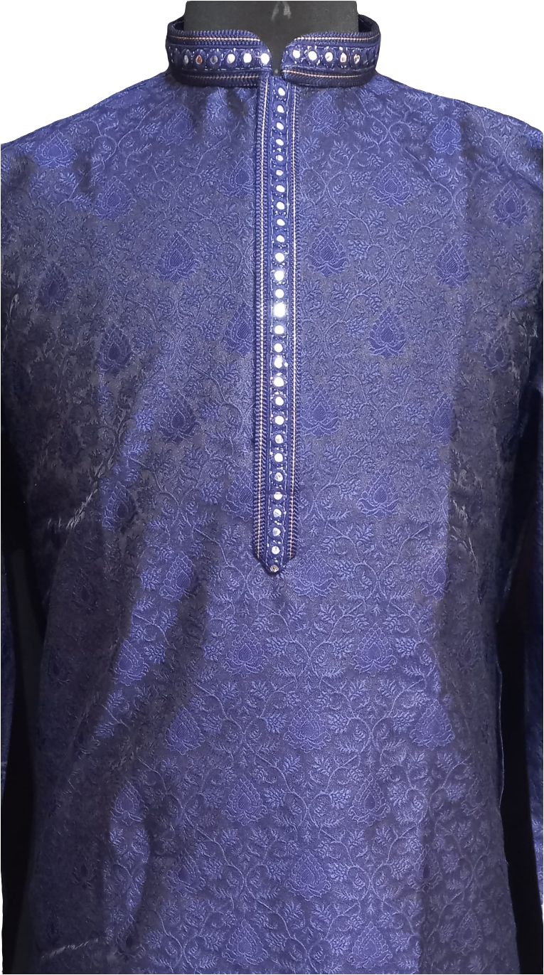Dazzling Blue Color Banarasi Brocade Kurta Suits For Men