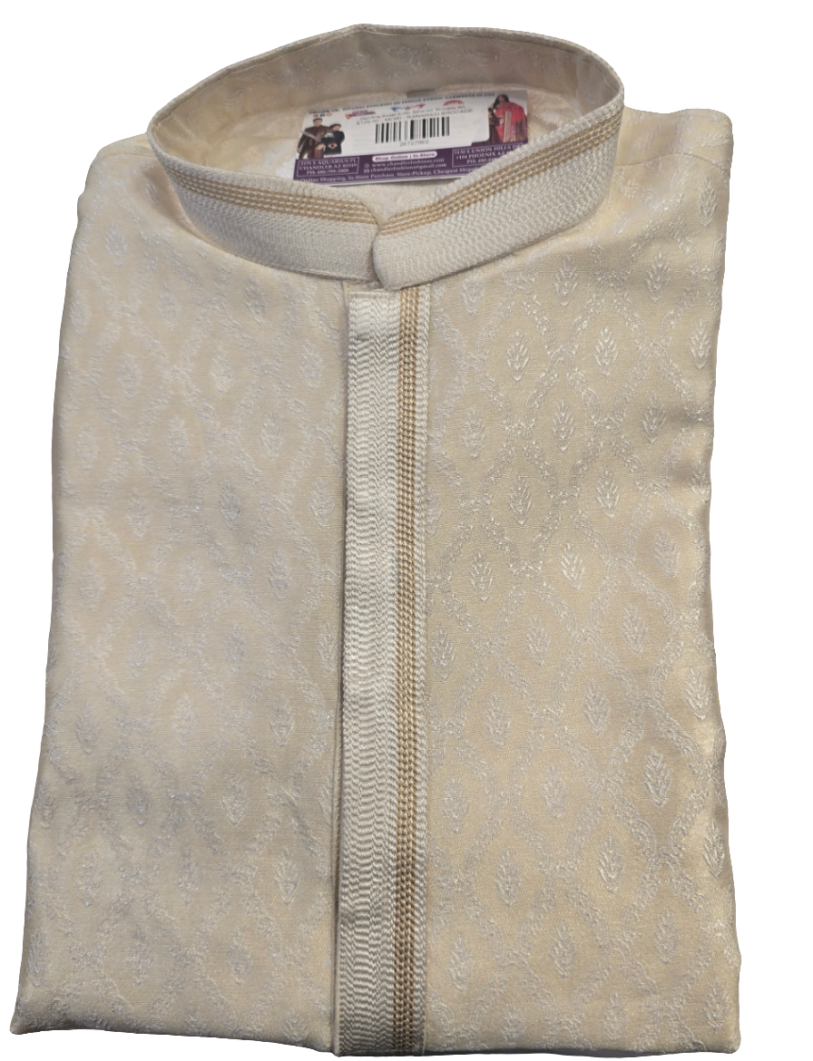 Dazzling Beige Color Banarasi Brocade Kurta Suits For Men