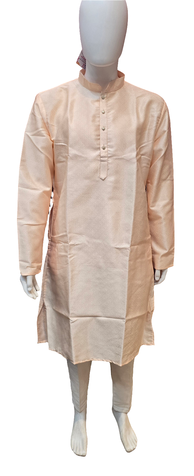 Appealing Peach Color Designer Men's Kurta With Pajama Pant