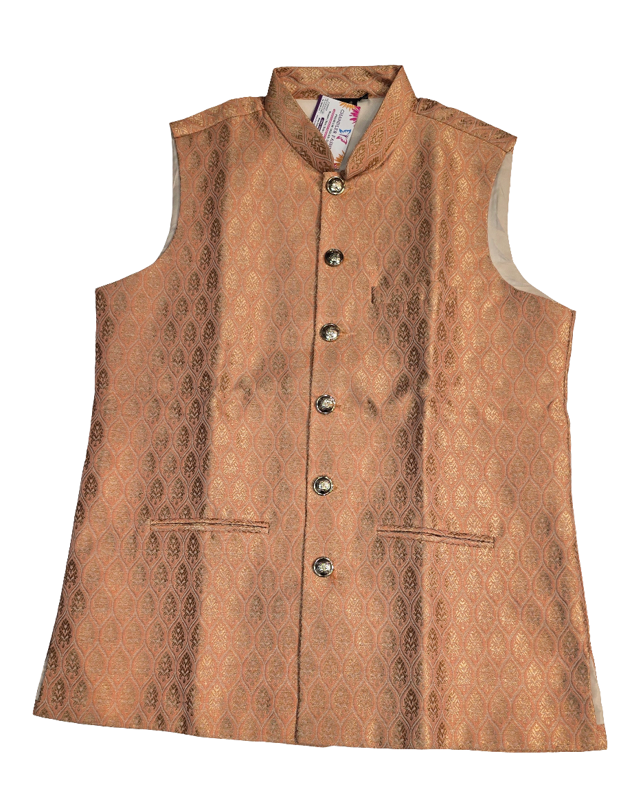 Attractive Light Orange Color Designer Cotton Koti Jacket For Men