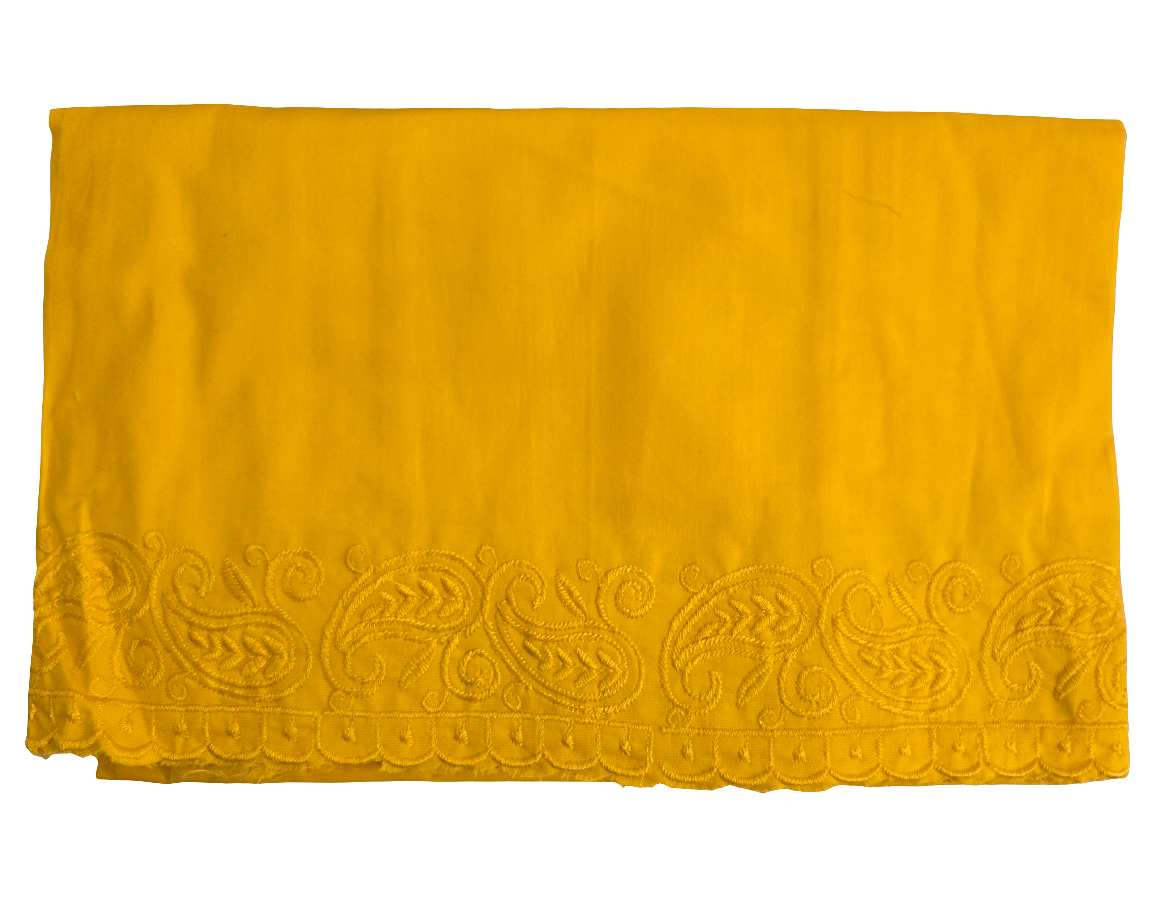 Attractive Mustard Yellow Color Cotton Readymade Petticoat With Thread Work
