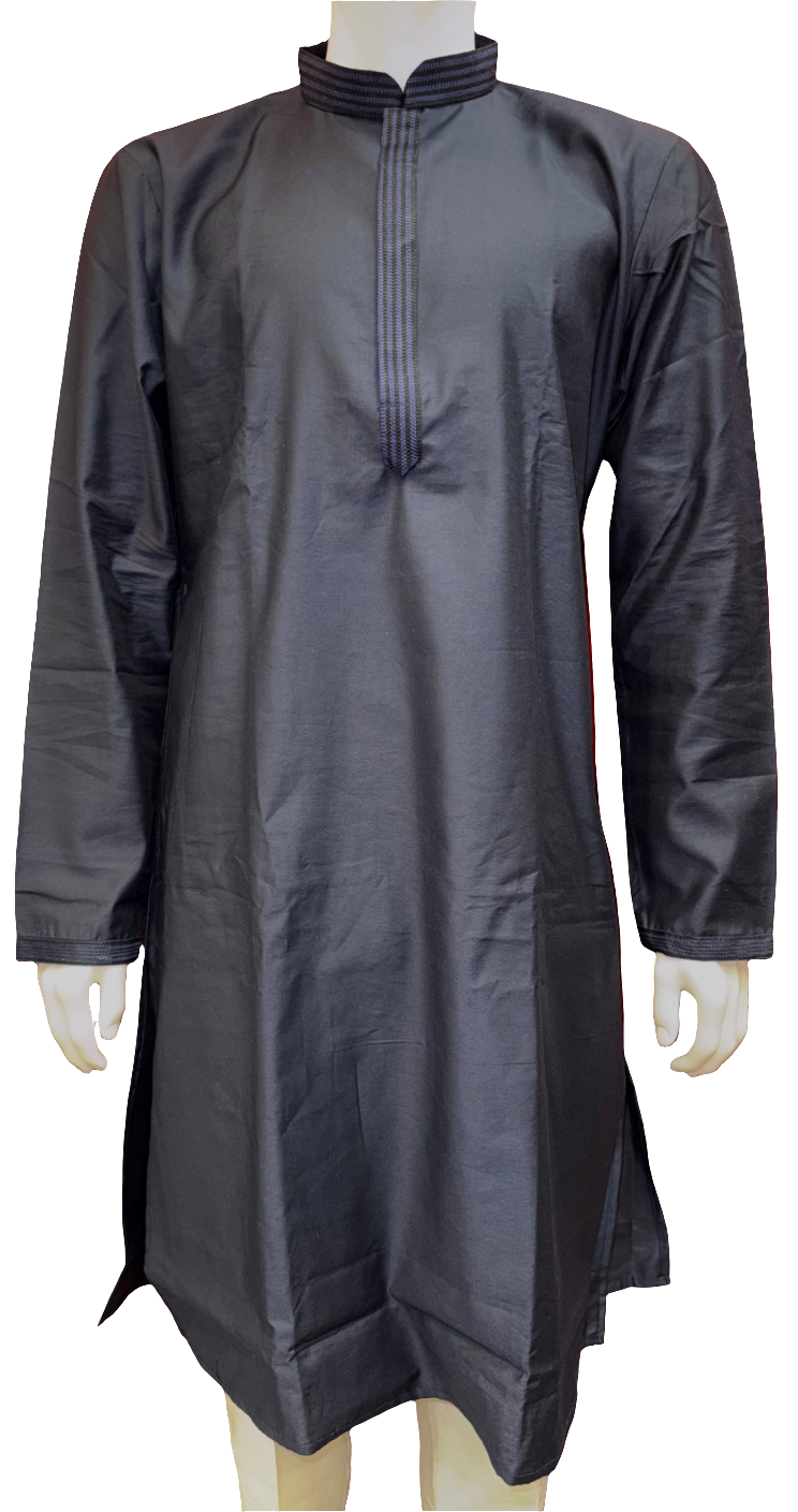 Charming Navy Blue Colored Armani Silk Kurta Pajama Sets For Men