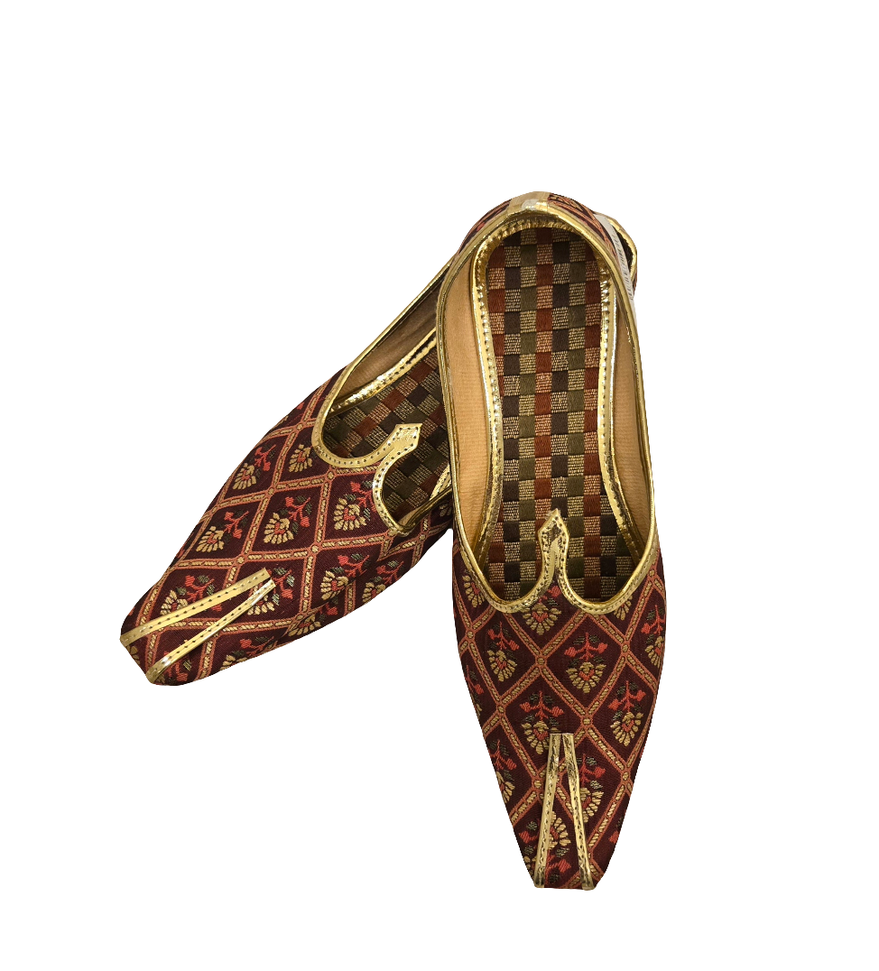 Charming Maroon Color Brocade Men's Sherwani Mojaris