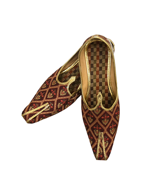 Charming Maroon Color Brocade Men's Sherwani Mojaris