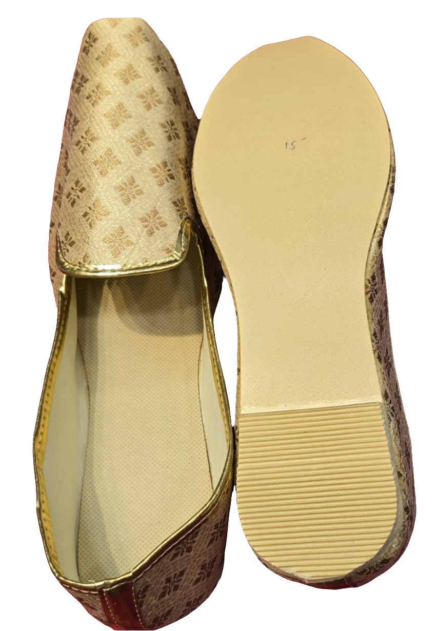 Alluring Gold Color Punjabi Jutti And Mojari Shoes For Men