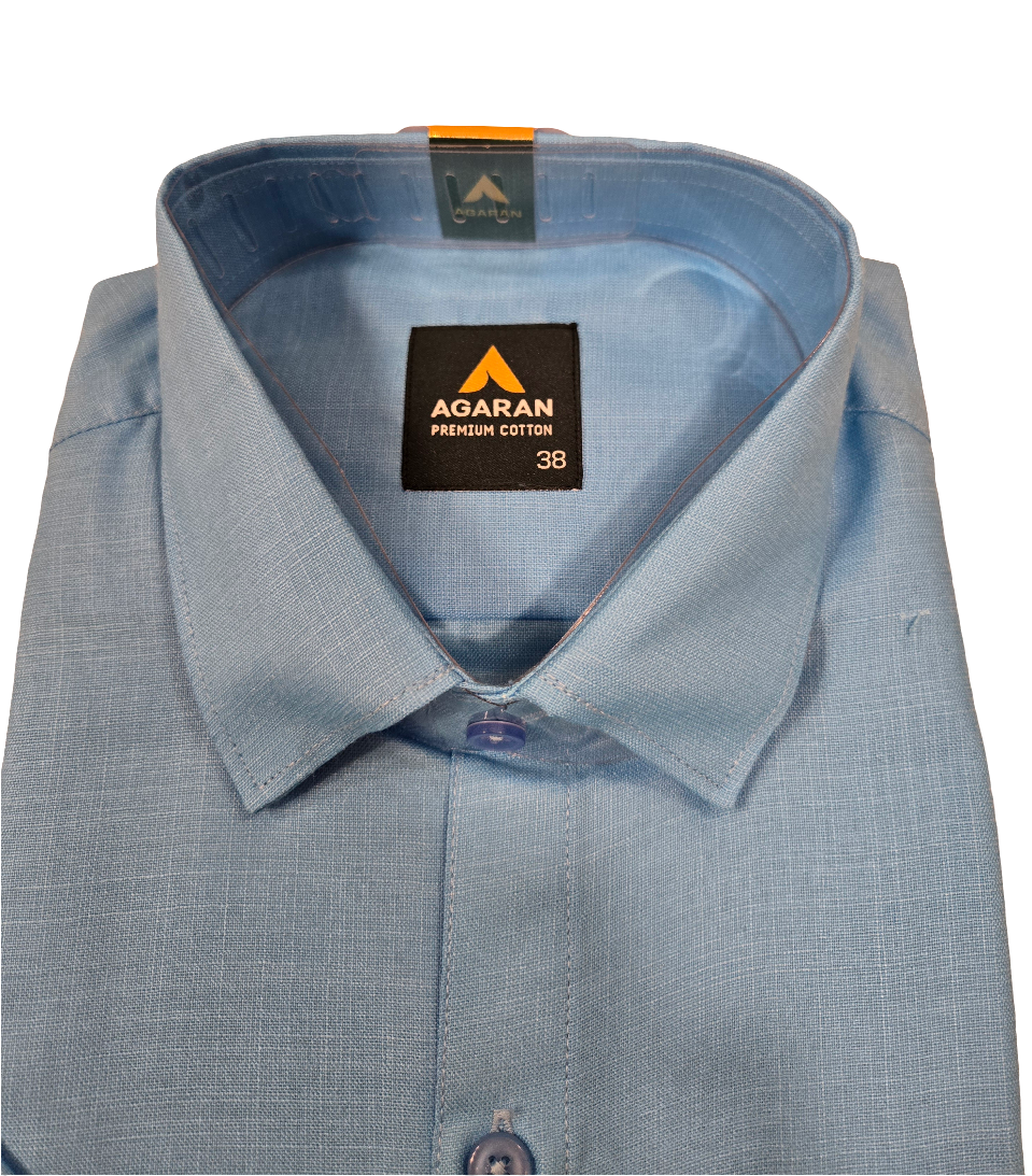 Sky Blue Color Cotton Shirt With Matching Border Dhoti Set Near Me