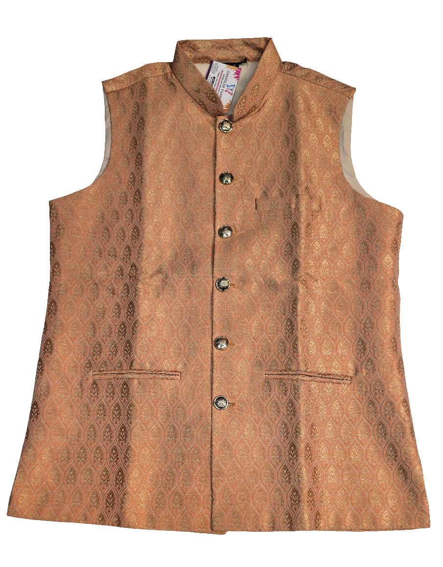 Attractive Light Orange Color Designer Cotton Koti Jacket For Men In USA