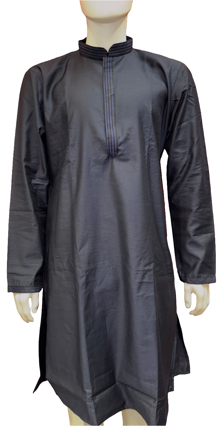 Charming Navy Blue Colored Armani Silk Kurta Pajama Sets For Men