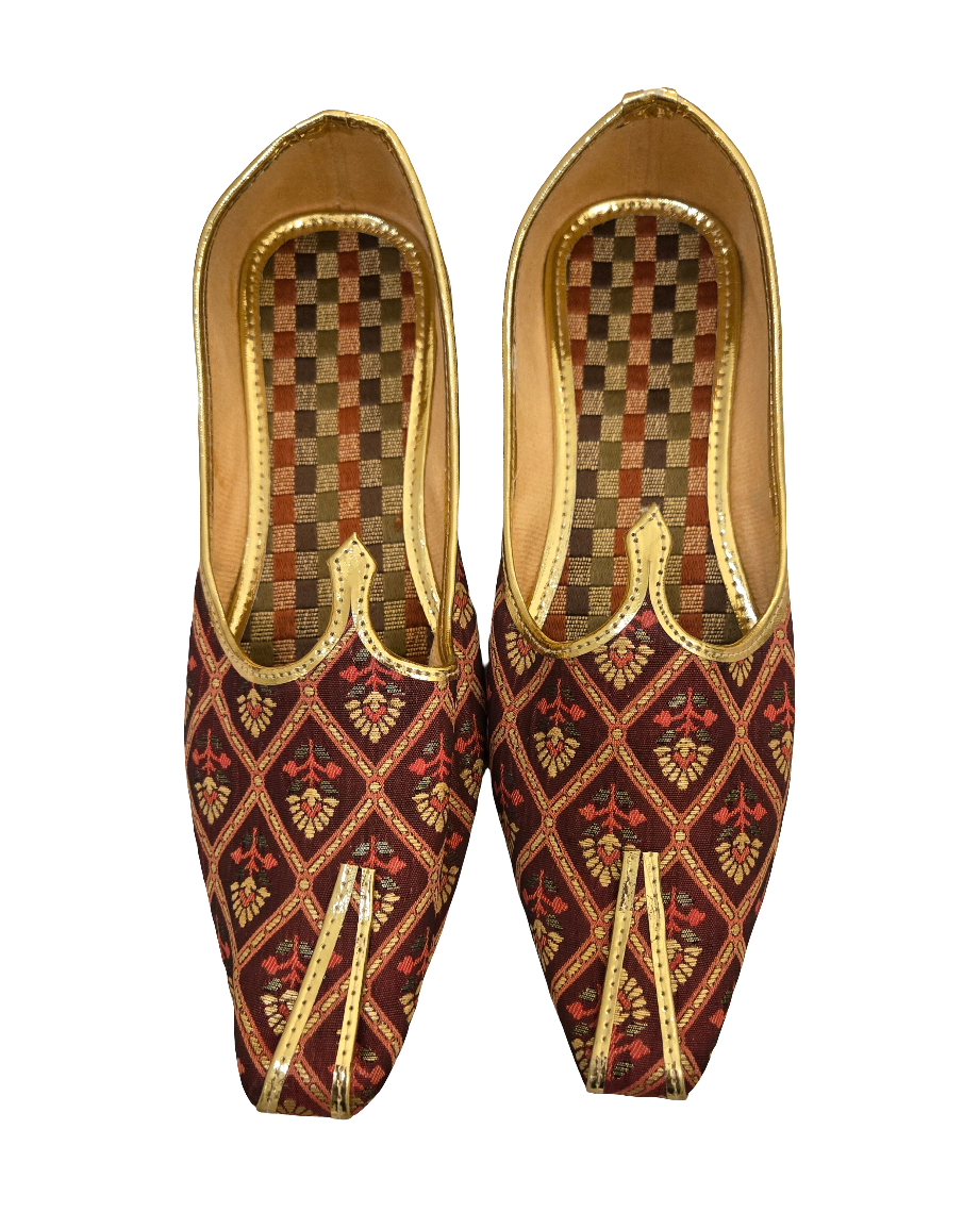 Charming Maroon Color Brocade Men's Sherwani Mojaris