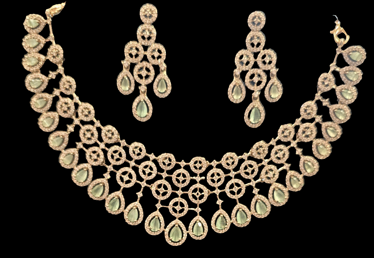 Sea Green Color Gold Plated Necklace Near Me