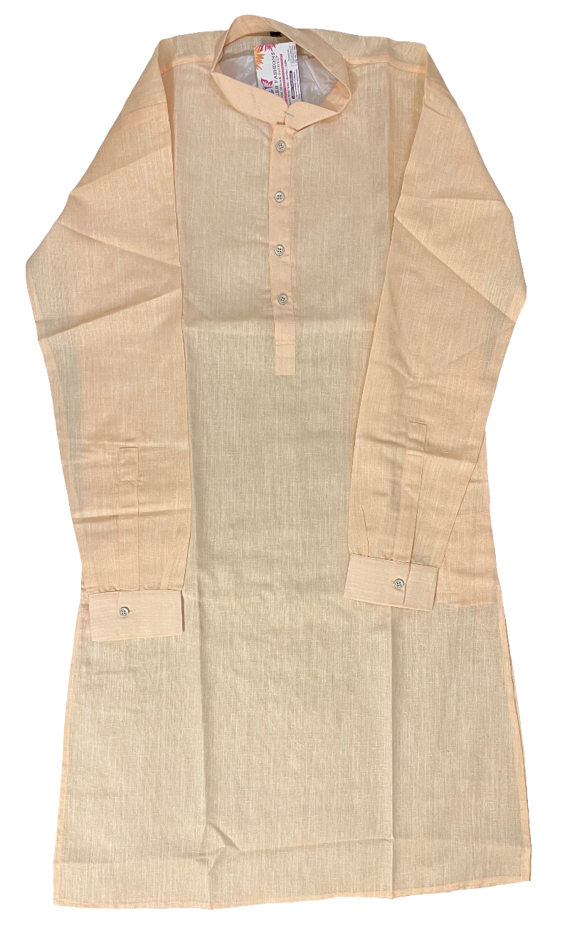 Alluring Light Orange Color Men's Kurta With Pajama Pant In USA