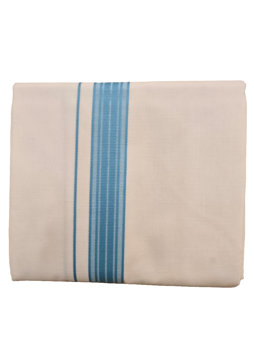 Beautiful Sea Blue Color Half Sleeves Cotton Shirt Dhoti Set In Mesa