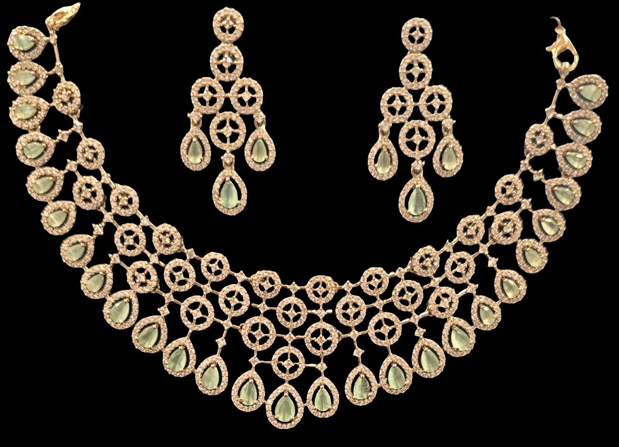 Sea Green Color Gold Plated Necklace In USA