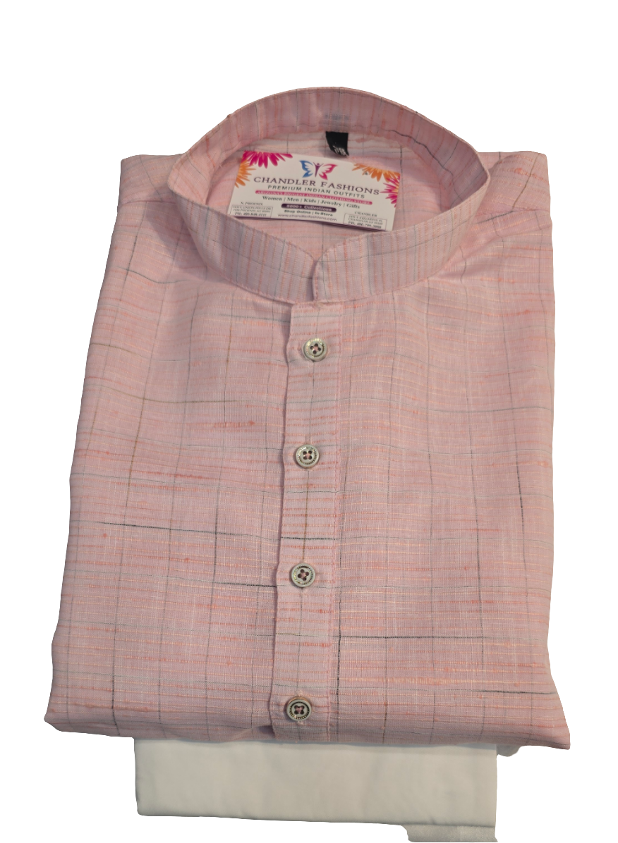 Appealing Pink Color Cotton Men's Kurta With Pajama Pant In Chandler