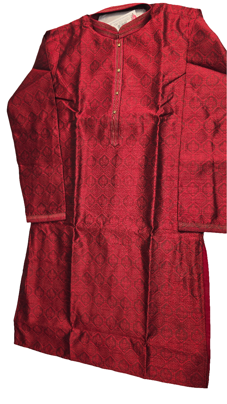 Red Colored Jacquard Kurta Set For Men Near Me
