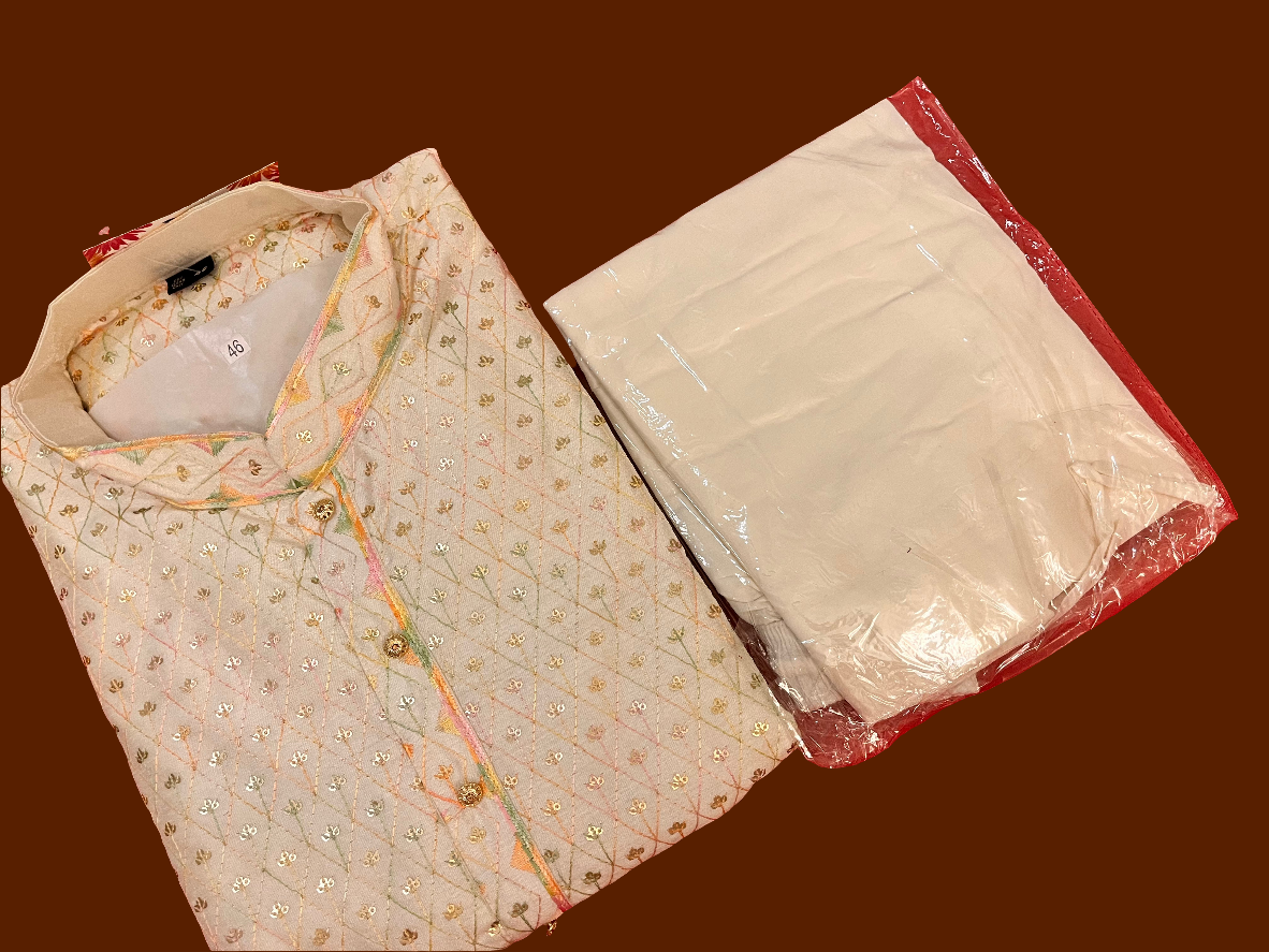 White Color Art Silk Neck Embroidery Work Kurta Near Me