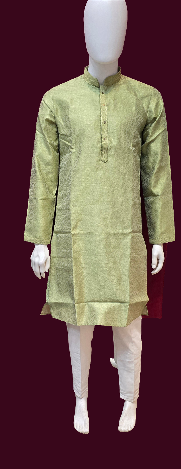 Appealing Light Green Color Jacquard Kurta Set For Men