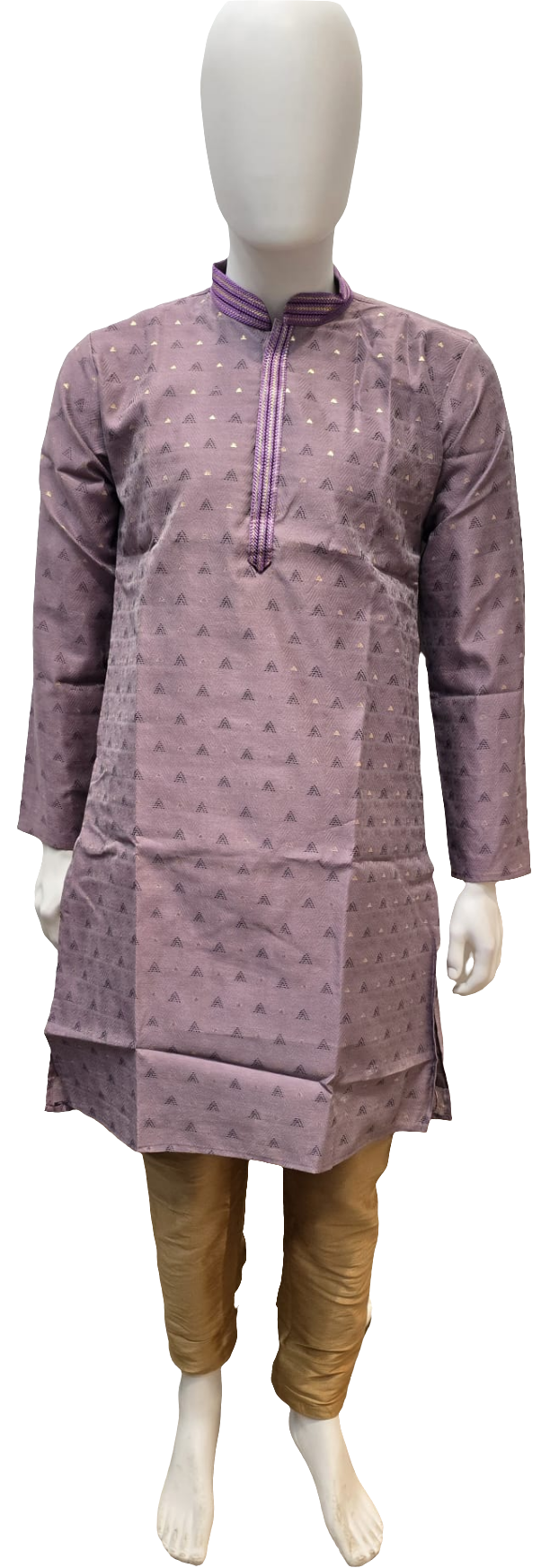 Wonderful Light Purple Color Silk Jacquard Kurta With Pajama For Men