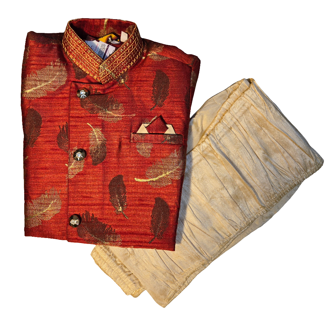 Elegant Red Color Designer Silk Kurta With Pajama Set