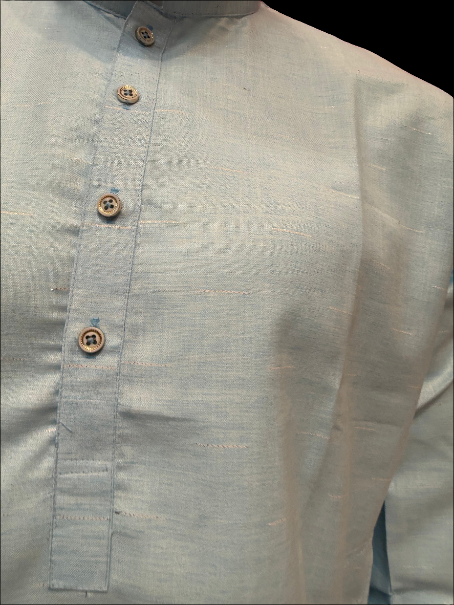 Appealing Light Blue Color Men's Kurta With Pajama Pant