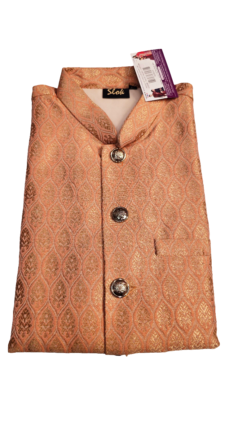 Attractive Light Orange Color Designer Cotton Koti Jacket For Men Near Me