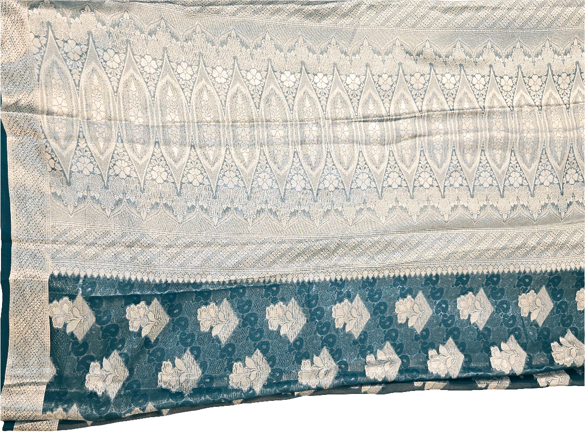 Sea Green Color Georgette Saree With Silver Design In USA