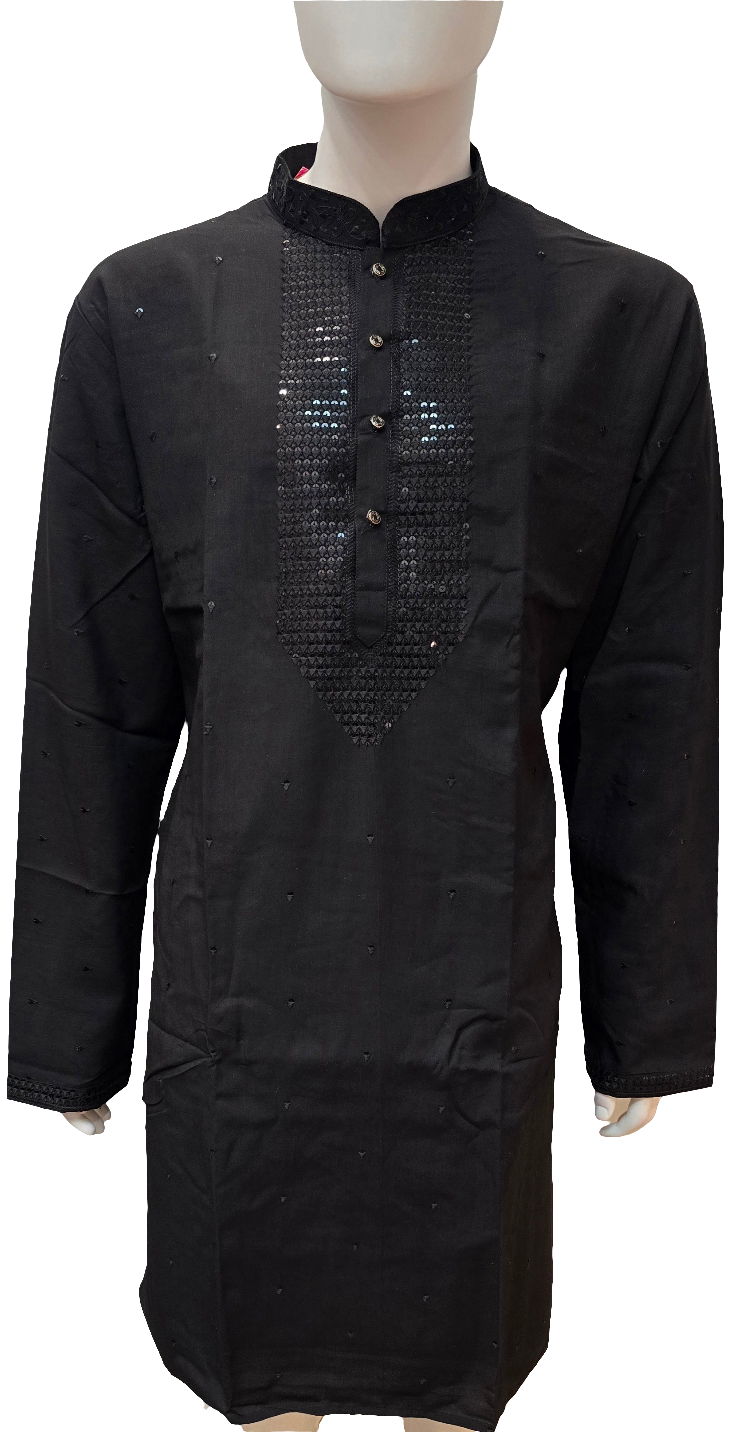 Alluring Black Color Silk Kurta With Pajama Suits For Men