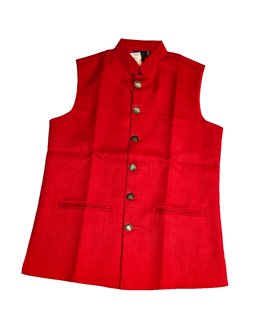 Red Colored Plain Cotton Koti Jacket For Men Near Me