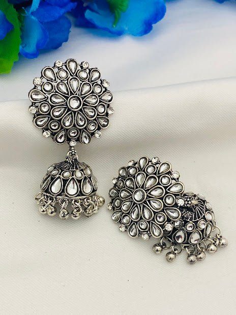 Oxidized Large Jhumka Earrings in USA