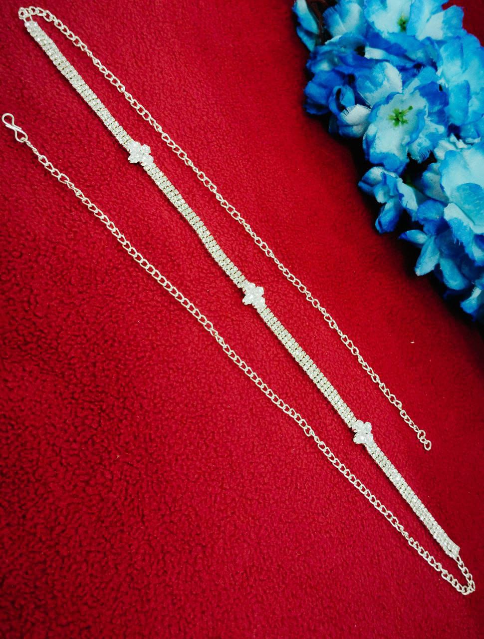Silver Color American Diamond Stone Worked Hip Chain Near Me