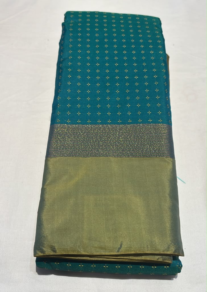Amazing Teal Blue Color Art Silk Saree With Teal Green Border Zari Work For Women