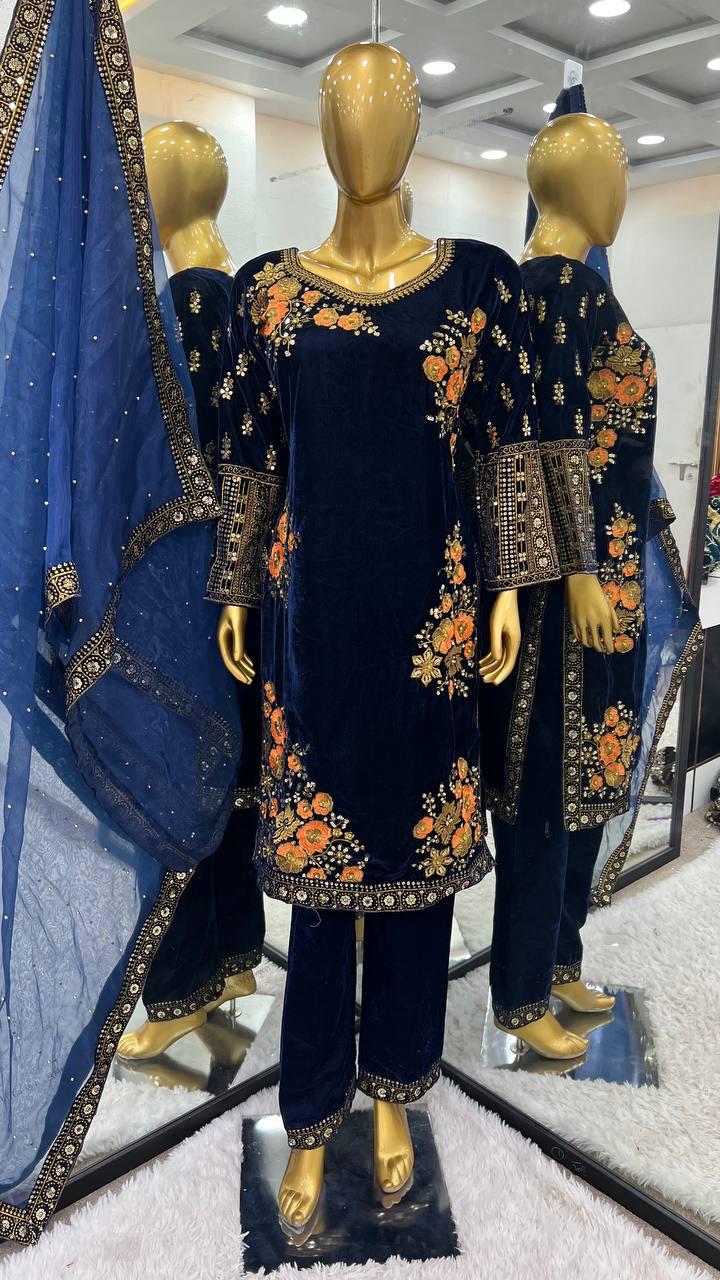 Embroidery And Sequins Work Palazzo Suits In Chandler