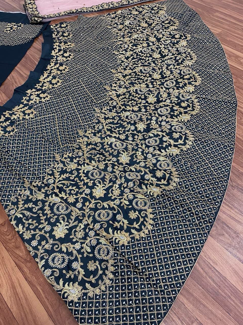 Malay Satin Silk Embroidery With Zari Work Lehenga Choli In USA