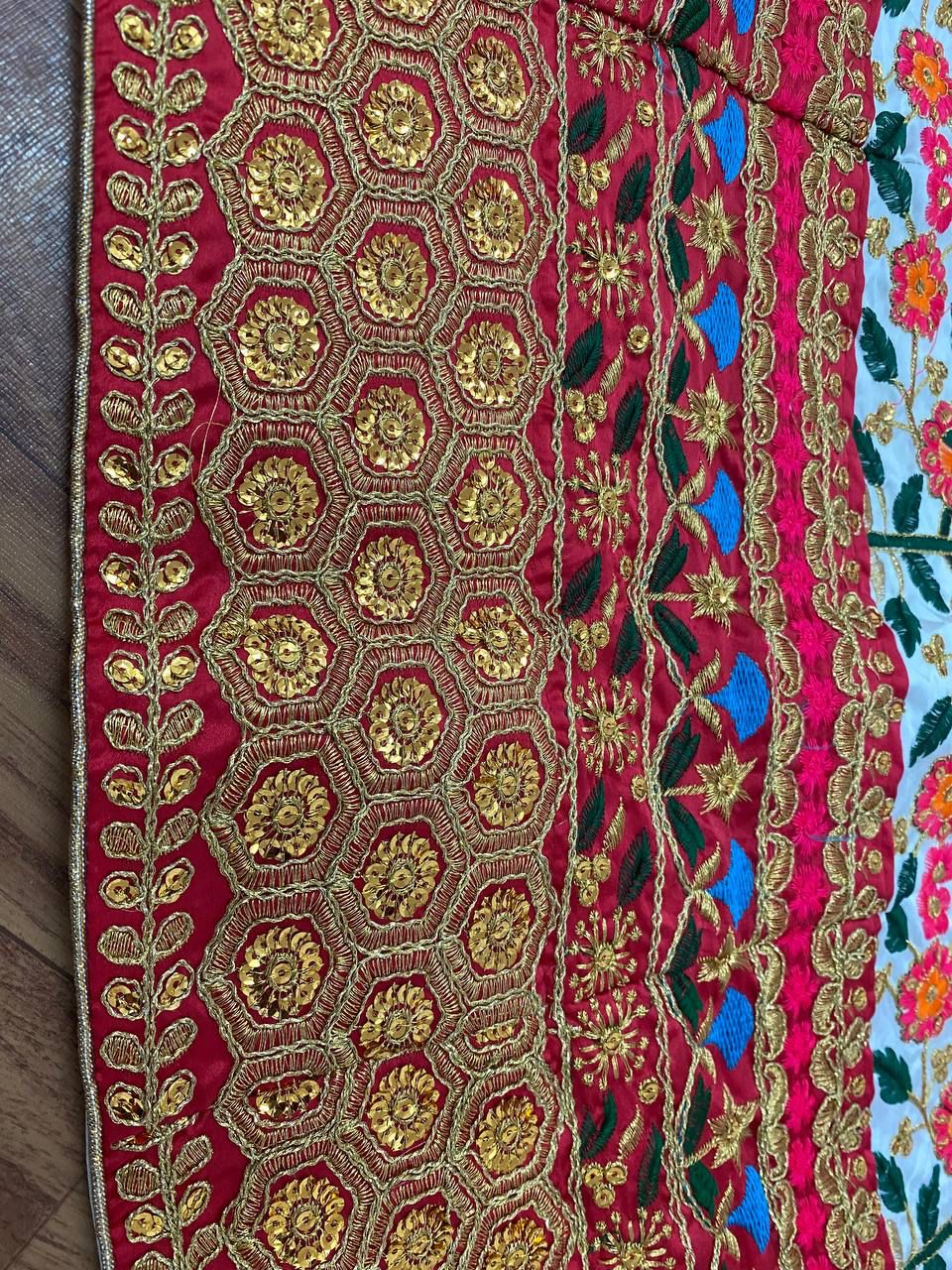 Charming Maroon Colored Malay Satin Embroidered Lehenga Choli With Fancy Dupatta In Mesa