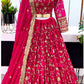 Dazzling Pink Color Faux Georgette With Heavy Embroidery Sequins Work Lehenga Choli