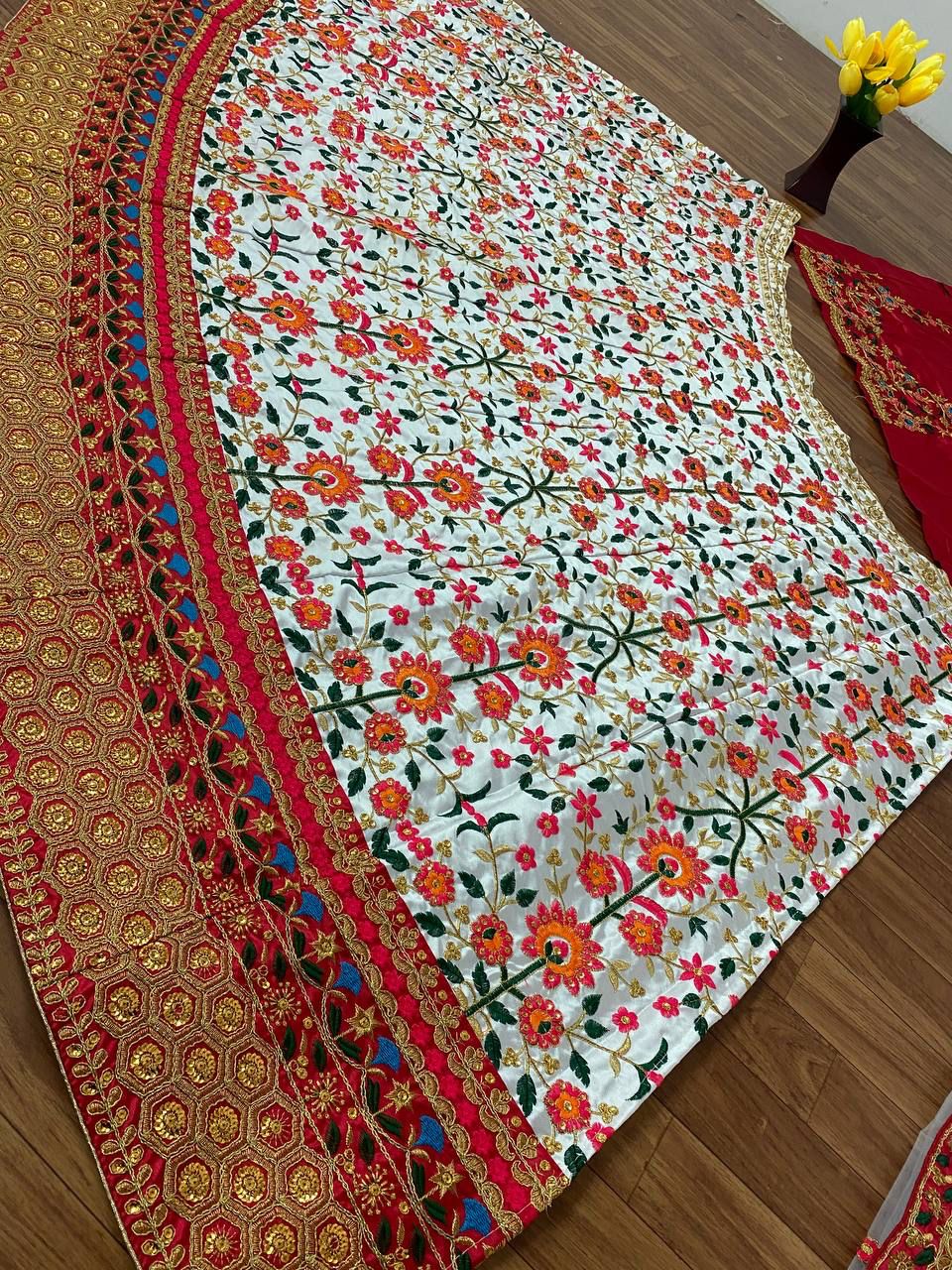 Charming Maroon Color Malay Satin Embroidered Lehenga Choli With Fancy Dupatta In Tucson