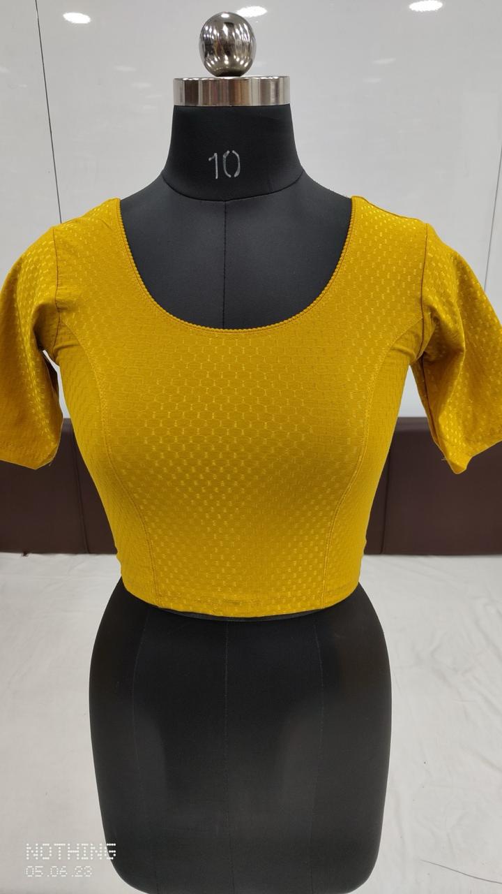 Gorgeous Yellow Color Cotton Dobby Stretchable Ready To Wear Blouse For Women