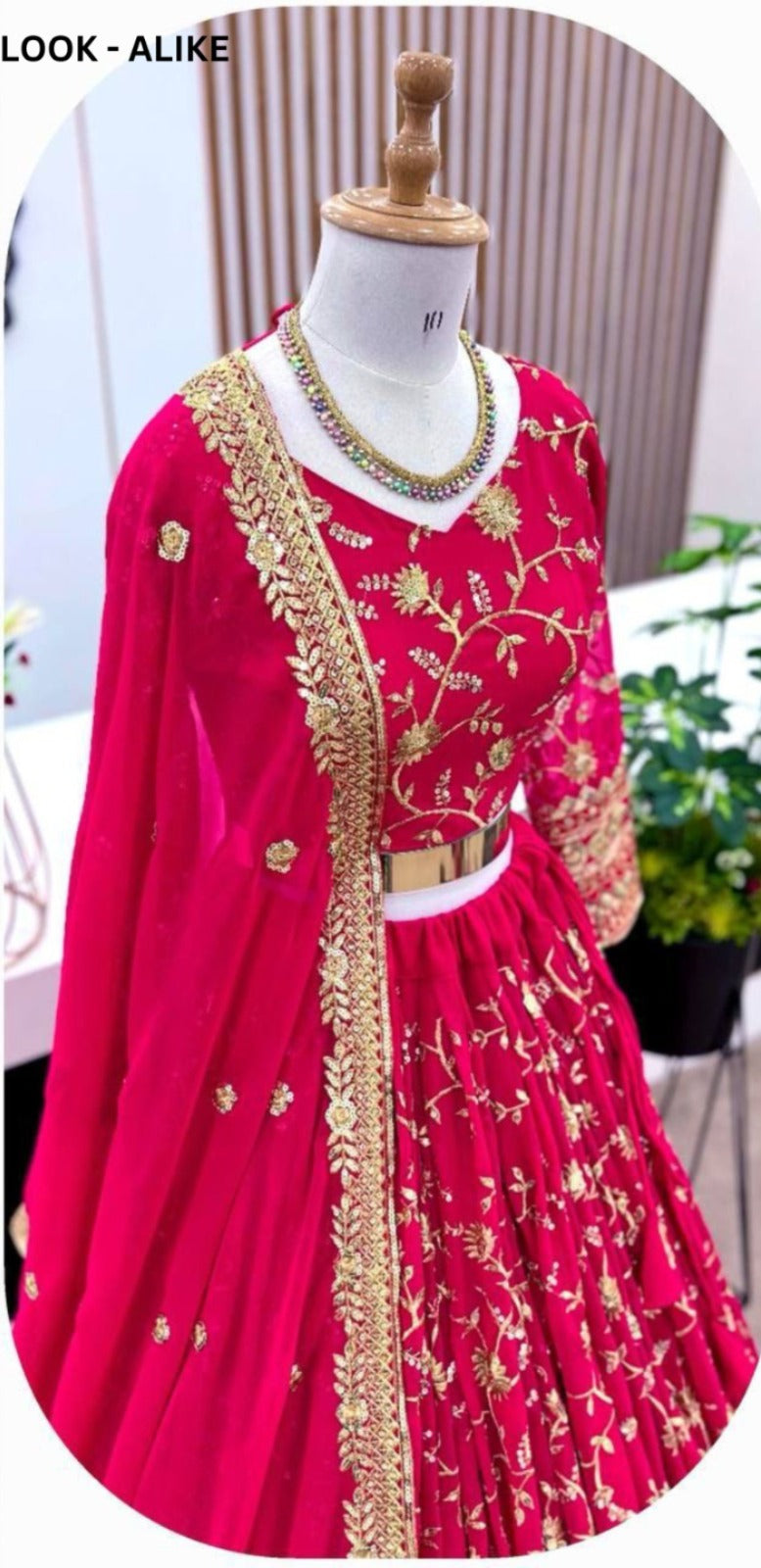 Dazzling Pink Color Faux Georgette With Heavy Embroidery Sequins Work Lehenga Choli Near Me